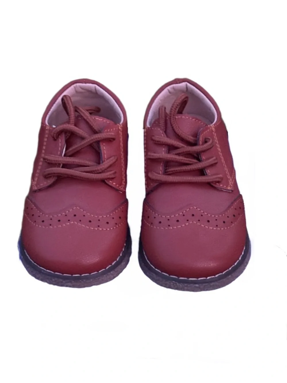 Classic Brown Kids Lace-Up Dress Shoes